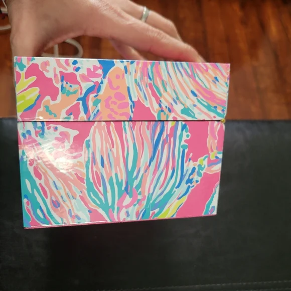 Lilly Pulitzer Jewelry Box Dragonfruit Sunken Treasure Pattern Pink Turquoise - Picture 4 of 13